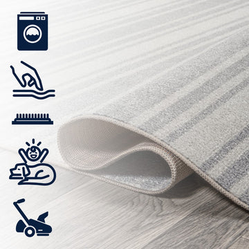 Fawning Two-tone Striped Classic Low-pile Machine-washable Area Rug